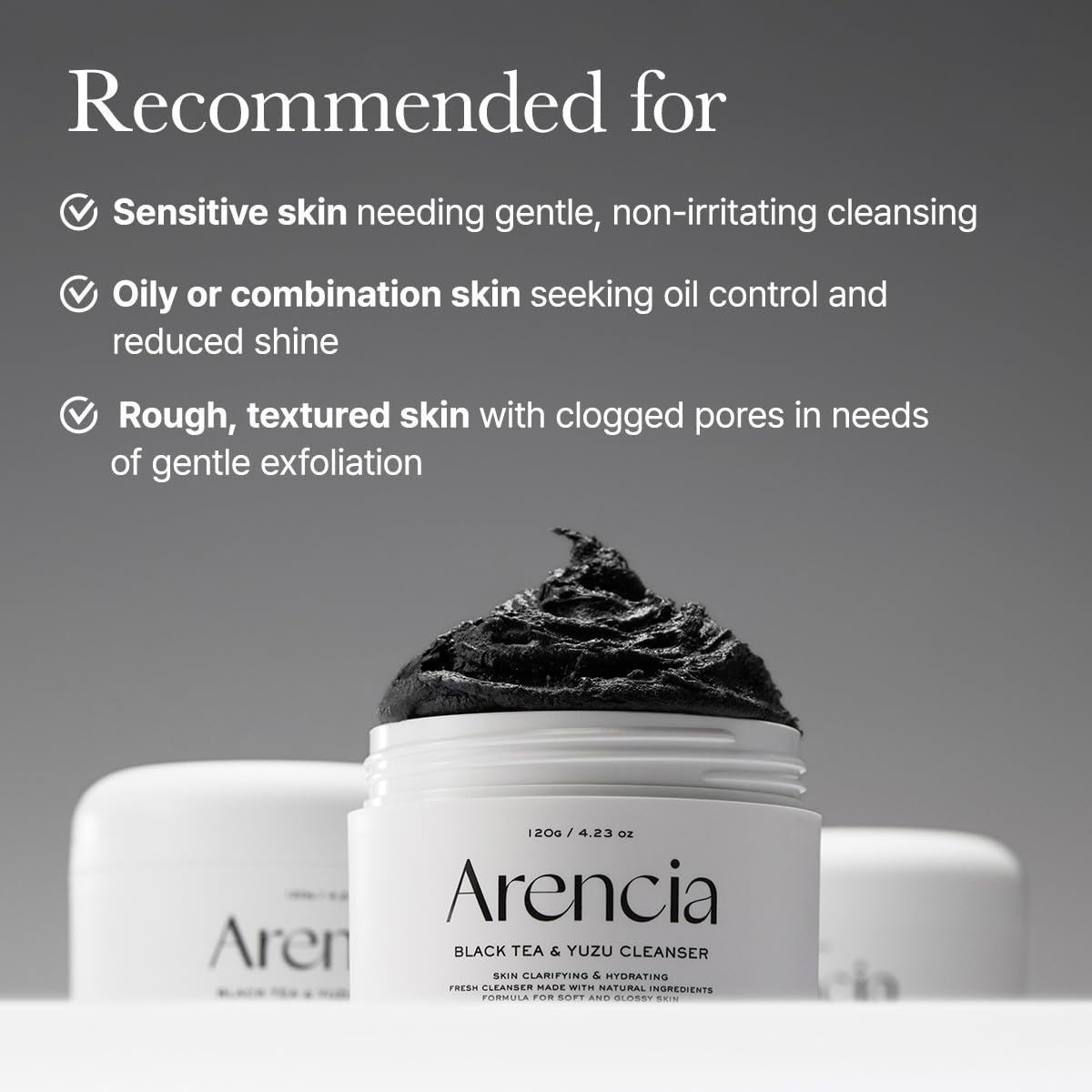 image:imageArencia Black Tea Rice Mochi Face Cleanser DeepCleansing Pore Care Sebum Control Oily Skin 120g 423 ozBlack