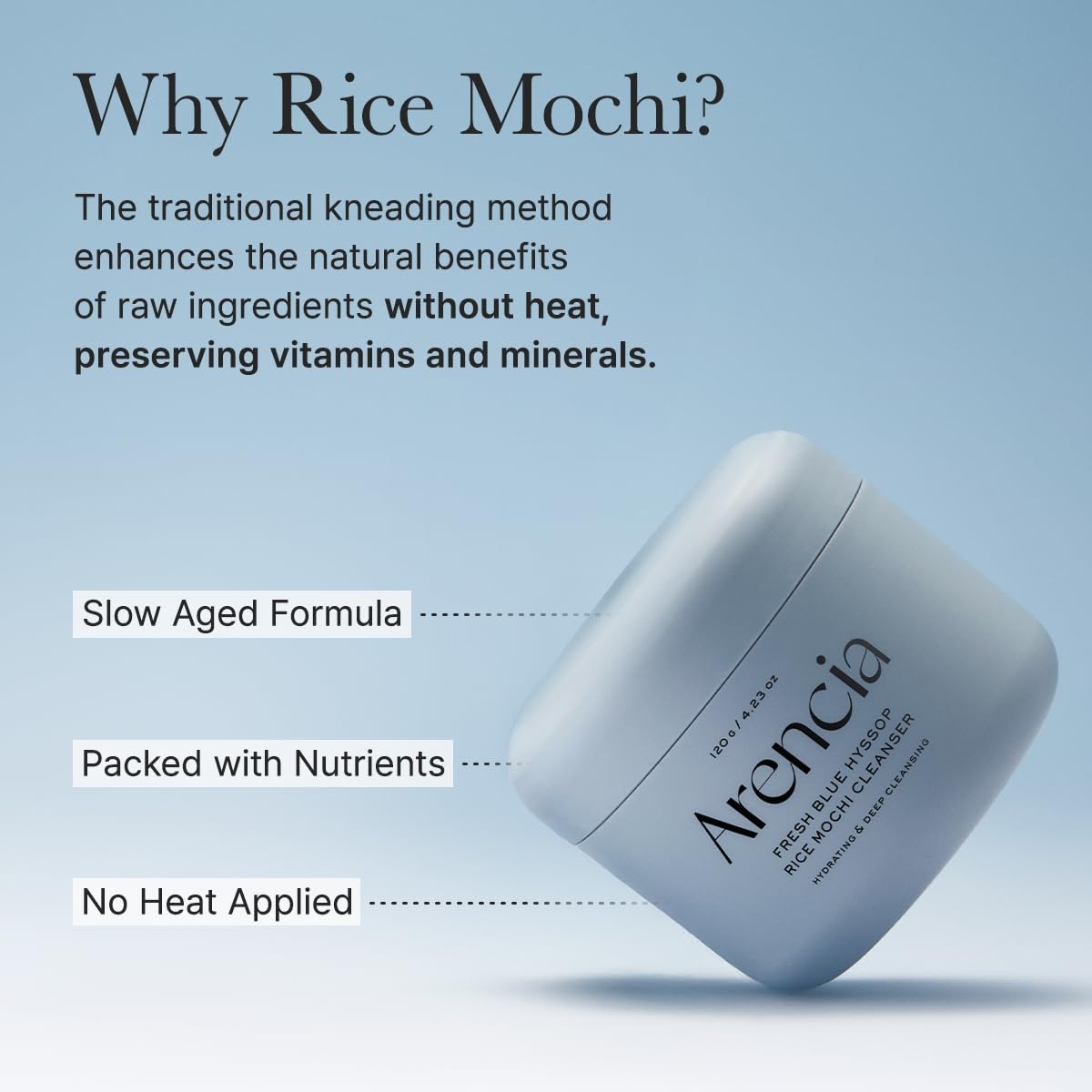 image:imageArencia Black Tea Rice Mochi Face Cleanser DeepCleansing Pore Care Sebum Control Oily Skin 120g 423 ozBlue Hyssop