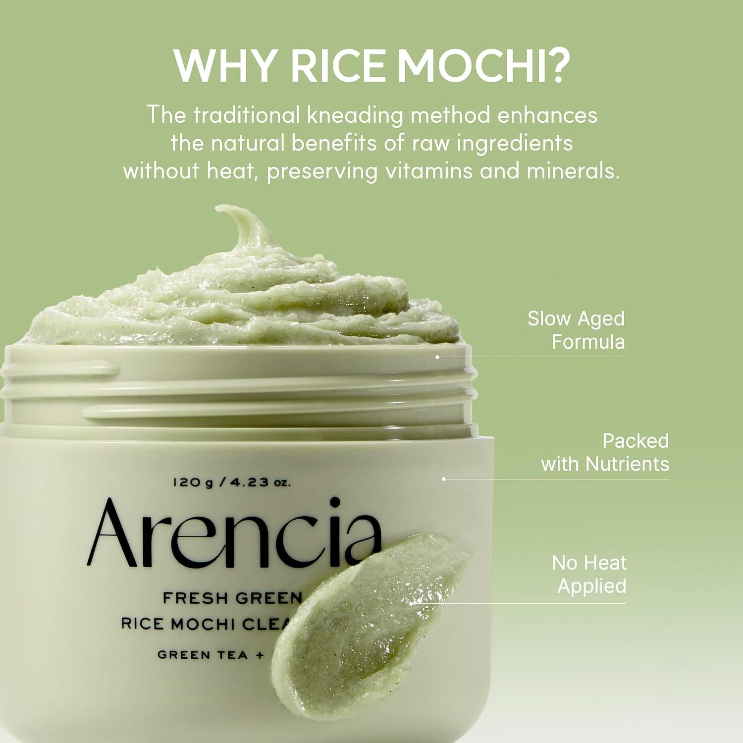 image:imageArencia Black Tea Rice Mochi Face Cleanser DeepCleansing Pore Care Sebum Control Oily Skin 120g 423 ozGreen