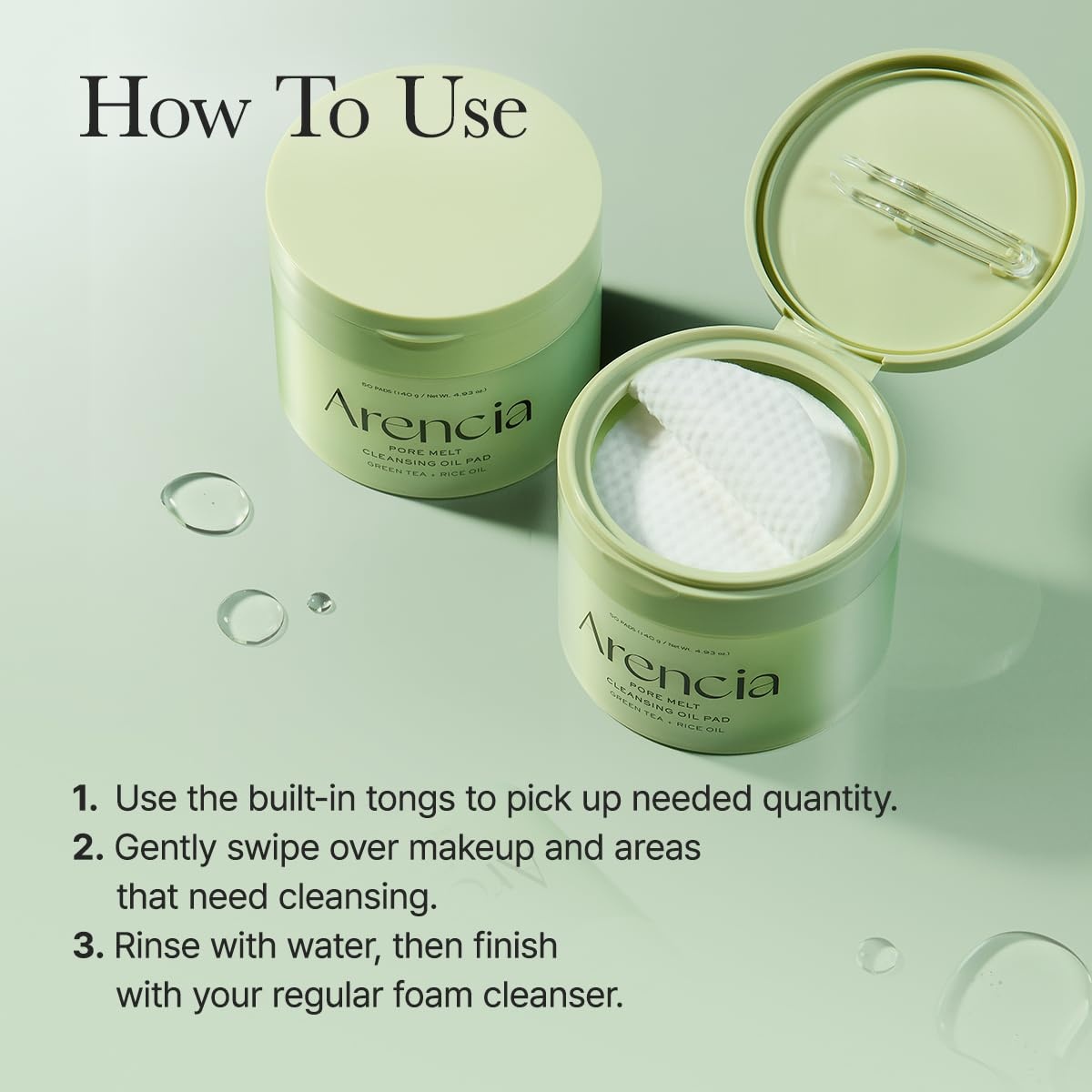 image:imageArencia Pore Melt Cleansing Oil Pad Easy Makeup Removing with Cleansing Wipes with Green Tea Rice Ceramide 50 Pads